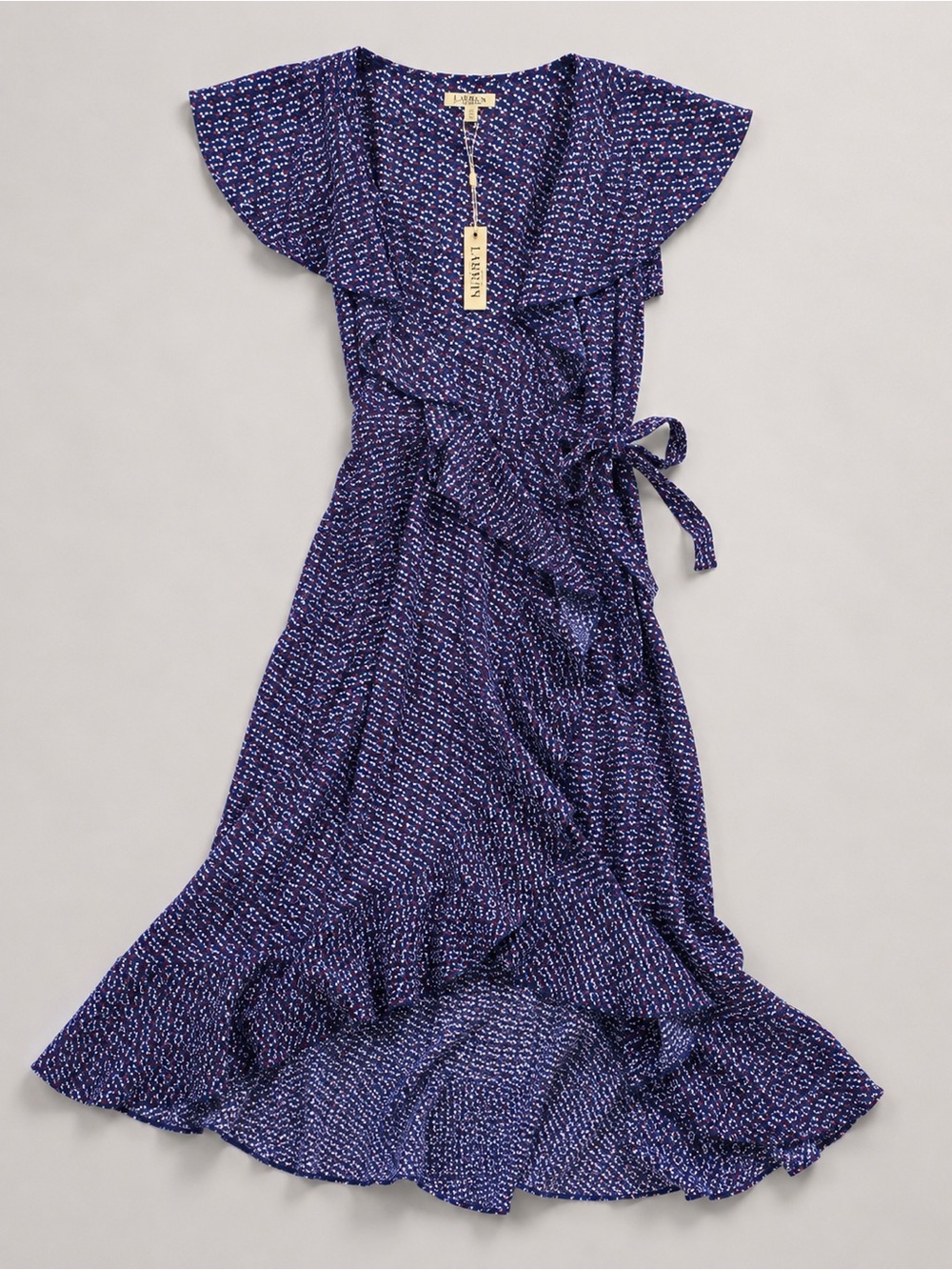 Max Studio Blue High-Low Ruffle Wrap Dress NWT!
